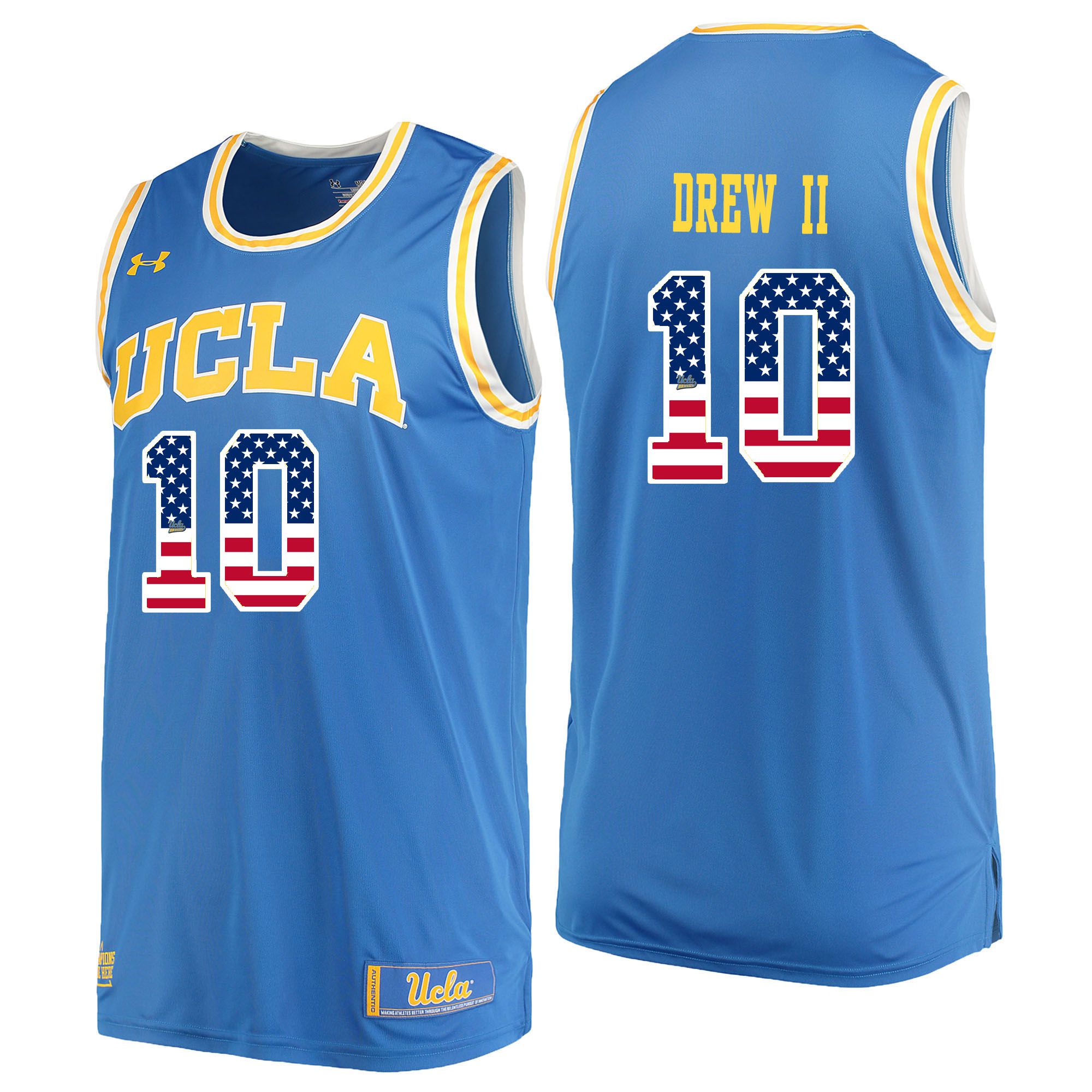 Men UCLA UA #10 Drew ii Light Blue Flag Customized NCAA Jerseys->customized ncaa jersey->Custom Jersey